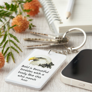 Porte-clefs Aigle chauve aquarelle Citation Chauve est Beau
