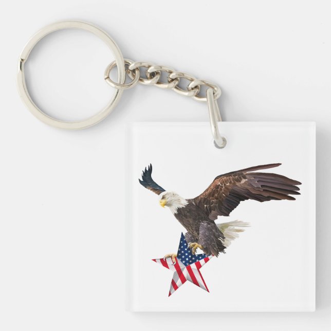 Porte-clefs Aigle chauve drapeau américain (Devant)