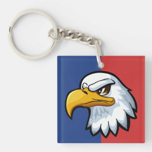 Porte-clefs Aigle de dessin animé patriotique personnalisé en 