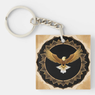 Porte-clefs Aigle royal sur mandala géométrique