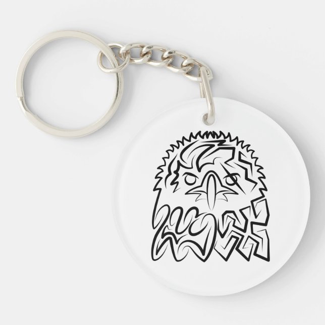 Porte-clefs Aigle tribale noire et blanche (Devant)