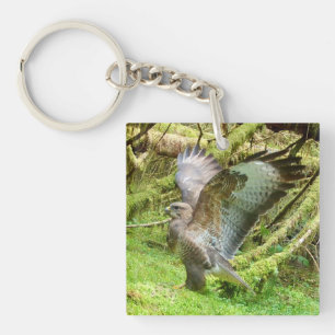 Porte-clefs Aile de Buse Majestueuse Étendue Oiseau de la Forê