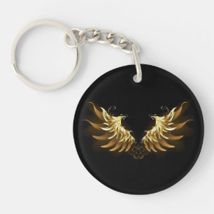 Porte-clefs Ailes d'Ange d'or sur arrière - plan noir