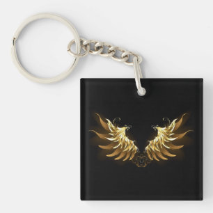 Porte-clefs Ailes d'Ange d'or sur arrière - plan noir