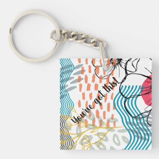 Porte-clefs aimant fleurs design abstrait