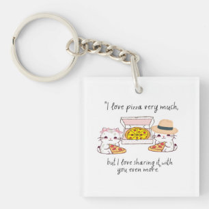 PORTE-CLEFS AIME BEAUCOUP LA PIZZA, LES CHATS