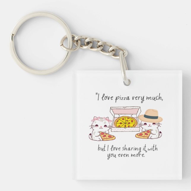 PORTE-CLEFS AIME BEAUCOUP LA PIZZA, LES CHATS (Devant)