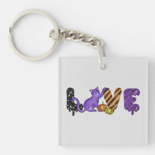 Porte-clefs Aimer avec un chat mignon pour Halloween