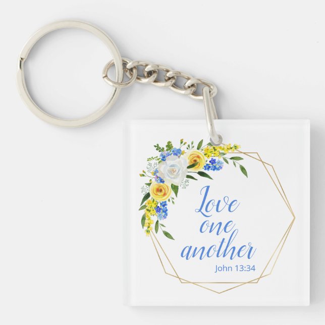 Porte-clefs Aimez les uns les autres Floral (Devant)