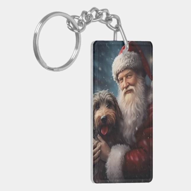 Porte-clefs Airedale avec Noël Festif du Père Noël (Devant gauche)
