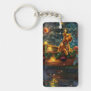 Porte-clefs Airedale Noël Festival Voyage