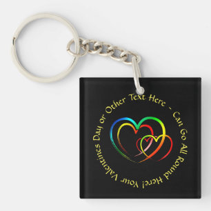 Porte-clefs Ajouter des noms Message texte - Cœurs sur fond no