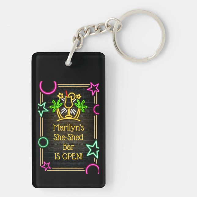 Porte-clefs Ajouter un nom Changer le texte Shed Bar Cocktails (Dos)