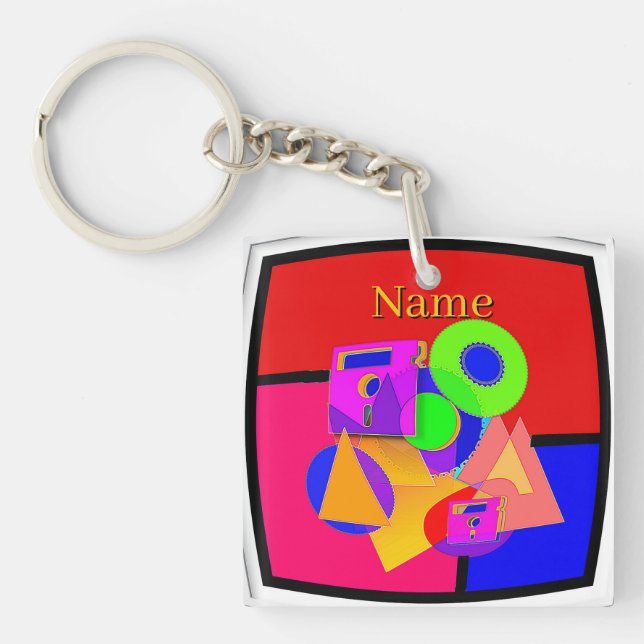 Porte-clefs Ajouter un nom Médias Objets de collection élargis (Devant)