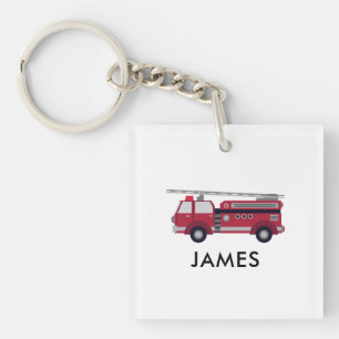 Porte-clefs Ajouter votre nom Red Fire truck Personnalisé