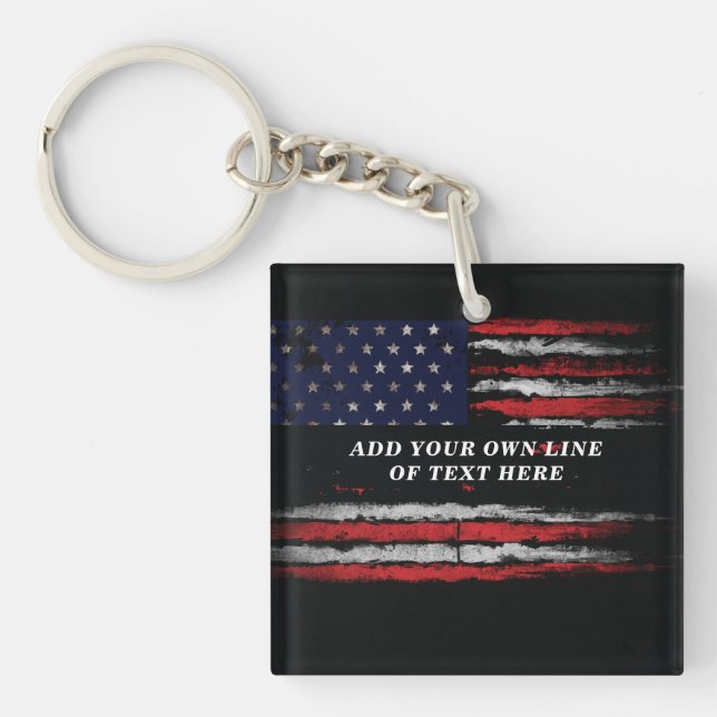 Porte-clefs Ajouter votre propre texte sur grunge American fla (Devant)