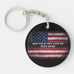 Porte-clefs Ajouter votre texte sur le drapeau américain