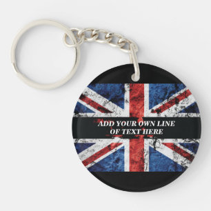 Porte-clefs Ajouter votre texte sur le drapeau anglais Jeu d'o