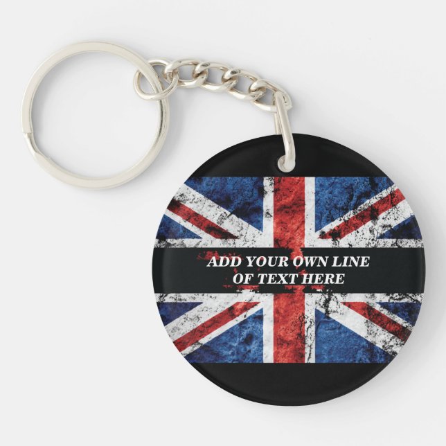 Porte-clefs Ajouter votre texte sur le drapeau anglais Jeu d'o (Devant)