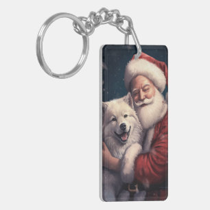 Porte-clefs Akita avec Noël du Père Noël