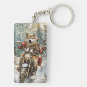 Porte-clefs Akita Chien équitation moto Noël