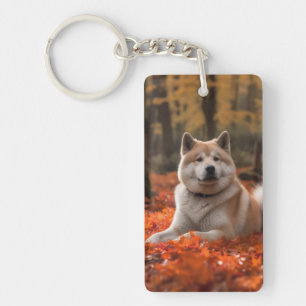 Porte-clefs Akita en automne Feuilles automne s'inspire