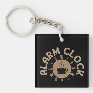 PORTE-CLEFS ALARME HORLOGE RÉTRO MATIN AMATEUR DE CAFÉ