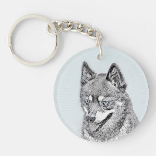 Porte-clefs Alaskan Klee Kai Peinture - Cute Original Chien Ar