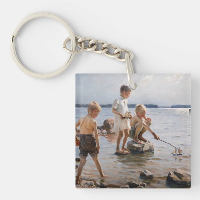 Porte-clefs Albert Edelfeue - Les garçons jouent sur le rivage (Devant)