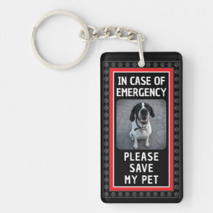 Porte-clefs ALERTE DE SÉCURITÉ SAUVEZ MON ANIMAL Photo personn