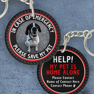 Porte-clefs ALERTE DE SÉCURITÉ SAUVEZ MON ANIMAL Photo personn