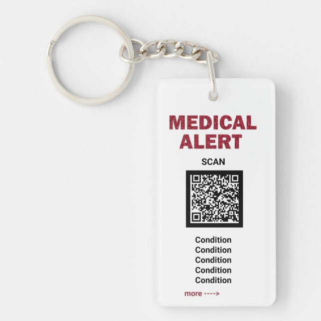 Porte-clefs *~* Alerte Médicale AP38 QR Porte - clé acrylique  (Devant)