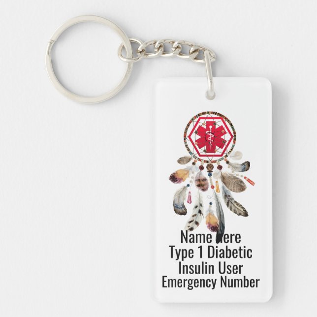 Porte-clefs Alerte Médicale de type 1 ou 2 pour le attrapeur d (Devant)