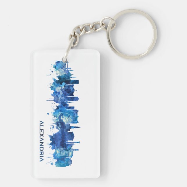 Porte-clefs Alexandrie Égypte Skyline Blue (Dos)
