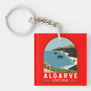 Porte-clefs Algarve Portugal Retro Travel Art Vintage