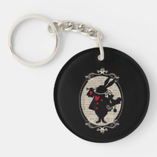 Porte-clefs Alice au Pays des Merveilles Lapin Blanc Livre Anc