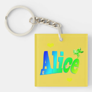 Porte-clefs Alice, Girls Nom Logo Avec Coeurs,