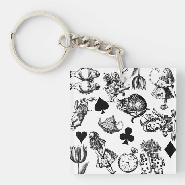 Porte-clefs Alice White Rabbit Wonderland Classic (Devant)