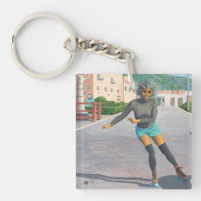 Porte-clefs Alien Femme Roller Patinage Imaginaire Art Porte - (Devant)