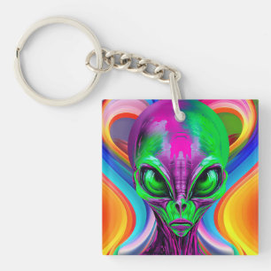 Porte-clefs Alien Géométrique Coloré Moderne