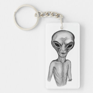 Porte-clefs Alien gris, je veux croire