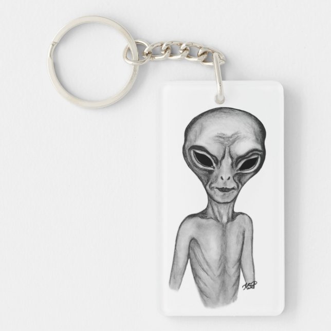 Porte-clefs Alien gris, je veux croire (Devant)