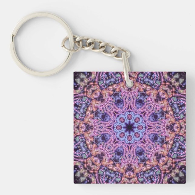 Porte-clefs Alien Purple Psychedélique Kaleidoscopique Mandala (Devant)