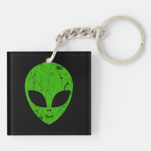 Porte-clefs alien vert tête pour science-fiction extraterrest