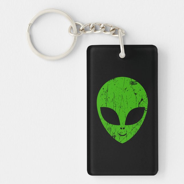 Porte-clefs alien vert tête pour science-fiction extraterrestr (Devant)