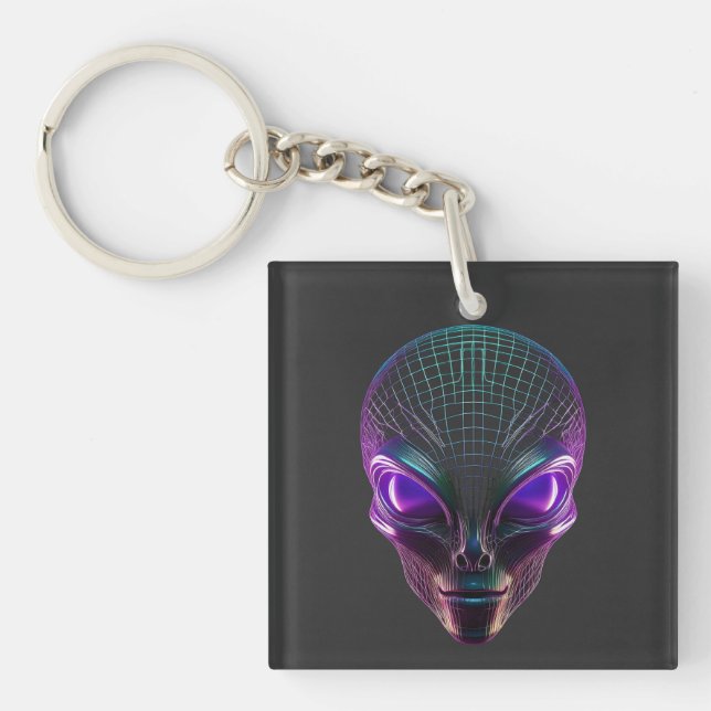 Porte-clefs Alien Violet Avec Des Yeux Lumineux (Devant)