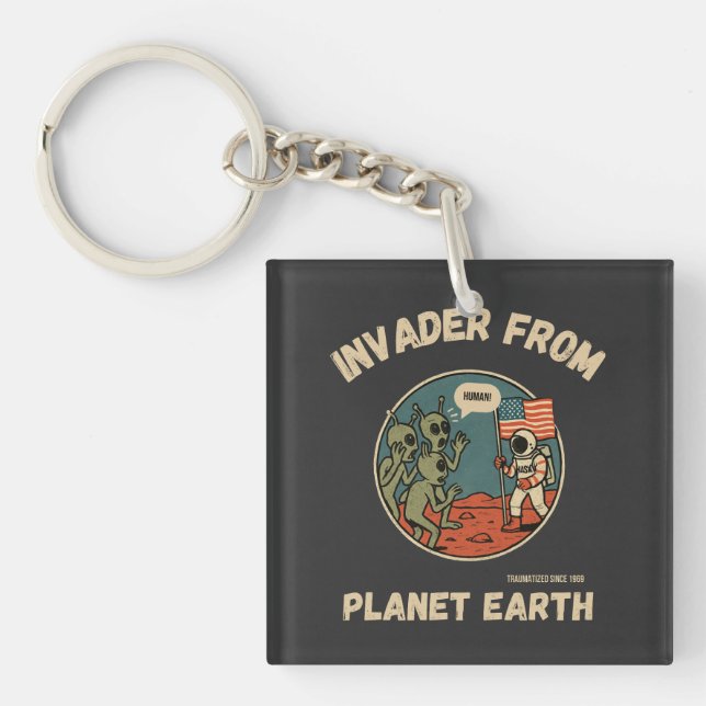 Porte-clefs Aliens et astronautes dans l'espace Drôle Design (Devant)