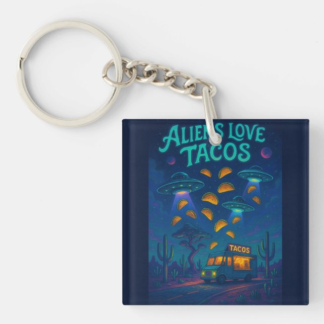 Porte-clefs Aliens Love Tacos (Devant)
