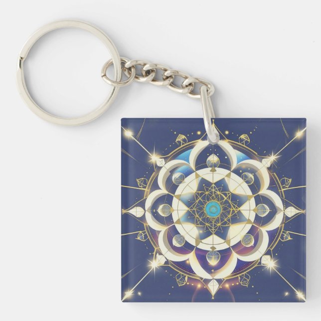 Porte-clefs Alignement Étoile Dorée – Un Univers de Géométrie  (Devant)