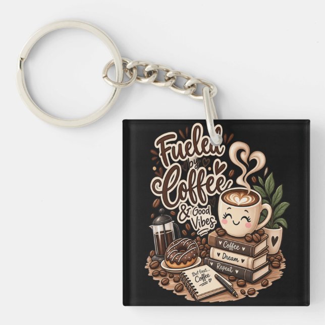Porte-clefs Alimenté par le Café & les Bonnes Vibrations – Ama (Devant)